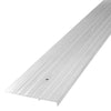 A close-up view of the ribbed aluminum ramp threshold showing pre-drilled screw holes.