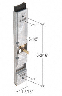 A vertical aluminum slide activator featuring a 1-5/16 inch body width and marked mounting hole spacing of 5-1/2 inches and 6-3/16 inches.