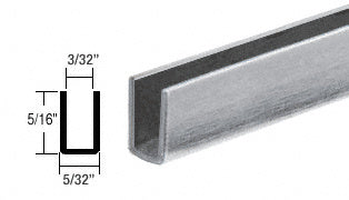A section of mill finish aluminum edge wrap for storm windows shown with a technical cross-section diagram indicating dimensions.