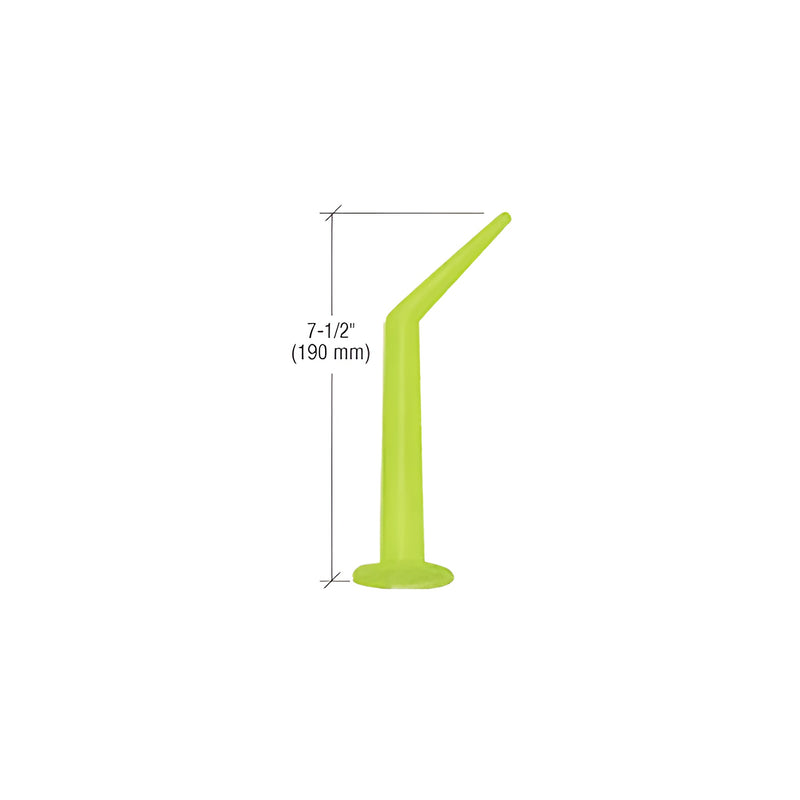 A lime green CRL Angle Shot Bent Nozzle shown with a 7-1/2 inch measurement indicator.