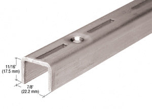 A close-up view of a 72-inch aluminum adjustable standard with a satin anodized finish and pre-drilled mounting holes.