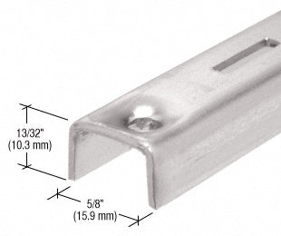A close-up view of a 36-inch steel KV shelf standard in an anochrome finish showing its U-shaped profile and mounting hole.