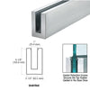 A mill finish aluminum base shoe extrusion shown with a technical profile diagram and a detail view of a glass panel installed with a rubber gasket.