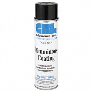 A single aerosol can of CRL black bituminous paint standing upright against a white background.