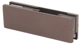 A rectangular black bronze anodized patch fitting shown without an insert for top or bottom glass door mounting.