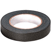 A single roll of black masking tape shown from an angled perspective.