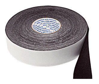 A roll of black CRL moleskin channel liner tape with a white backing shown on a white background.