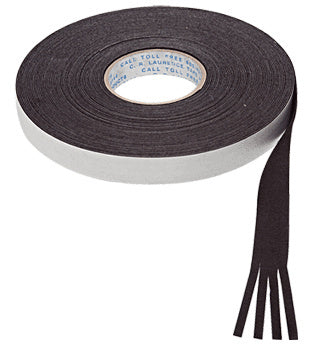 A roll of black moleskin channel liner with four pre-cut strips extending from the main spool.