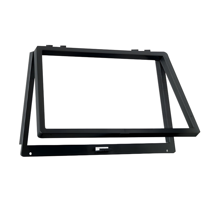 A black plastic screen wicket frame shown in an open position against a white background.