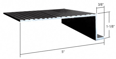 A black metal retractable screen door in-sill adaptor shown with technical dimension labels.