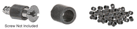 A collection of small black vinyl protective sleeves for screws shown individually and in a bulk pile.