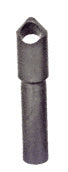 A close-up view of a dark metal 19/64 inch countersink tool with a 1/4 inch round shank.