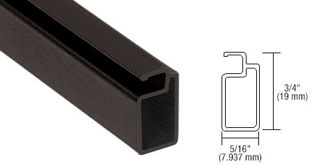 A close-up view of a bronze extruded screen frame showing its rectangular profile and dimensions.