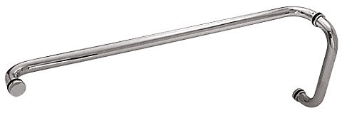 A brushed stainless steel back-to-back combination push and pull handle set with a 1-inch diameter.