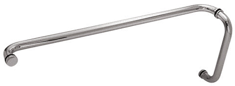 A brushed stainless steel back-to-back combination push and pull handle set with a 1-inch diameter.