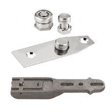 A CRL BV combination end-load bottom pivot set including a metal mounting plate, pivot components, and hardware for 1-inch deep rails.