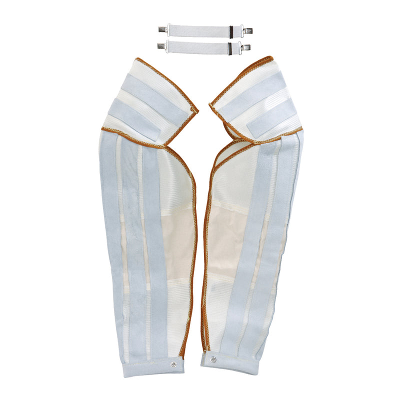 A pair of 31-inch cane nylon mesh sleeves with adjustable straps for arm protection.