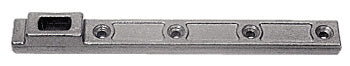 A rectangular aluminum center-hung floor mounted closer arm featuring multiple screw holes for installation.