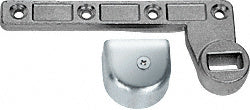 A chrome-finished 3/4 inch offset bottom arm for floor closers shown with its mounting component.
