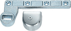 A chrome-finished 3/4 inch offset right-hand bottom arm and cover plate for floor closers.