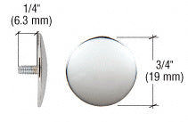 A side and front view of a 3/4" diameter chrome brass threaded shank rosette showing its dimensions.