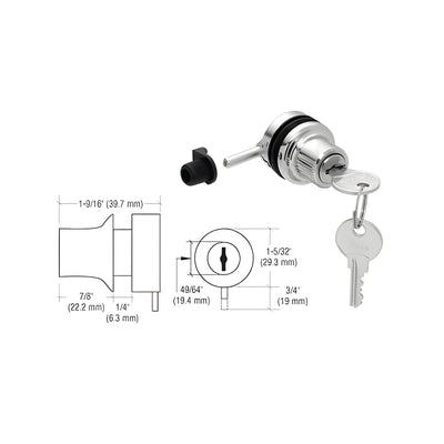 CRL Chrome Keyed Alike Thru-Glass Plunger Lock