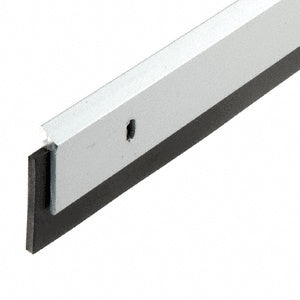 A 36-inch clear anodized aluminum door sweep with a black neoprene seal and pre-drilled mounting hole.