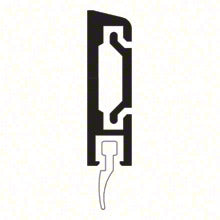A technical profile view of the CRL surface mounted door sweep showing the concealed fastener channel and flexible weatherstrip seal.