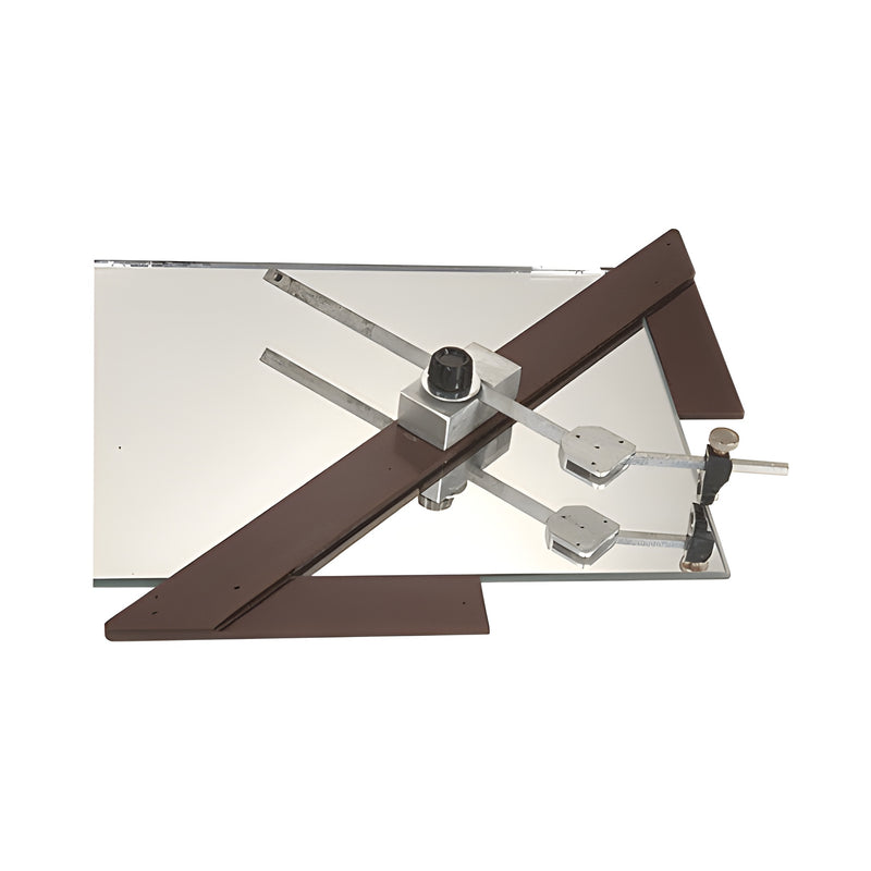 A CRL Corner Radius Cutter tool positioned on a flat glass surface for precision cutting.