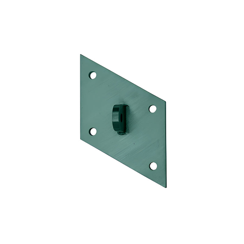 A rectangular metal mounting plate with four corner screw holes and a central attachment loop finished in KYNAR paint.