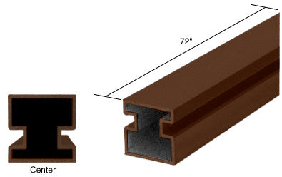 A 72-inch dark bronze anodized aluminum center post extrusion shown with its square profile and pocket glazing design.