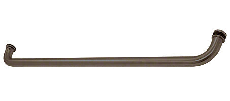 A dark bronze anodized cross bar pull handle with curved ends designed for single-sided glass door mounting.