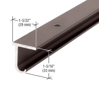 A close-up view of the dark bronze EZ-Slide 80 top track showing its profile dimensions.