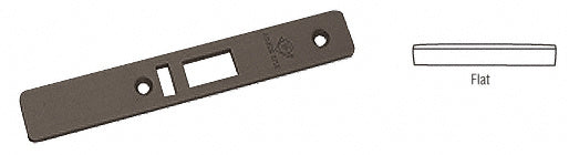 A dark bronze flat faceplate for Adams Rite AR4513 series deadlatch locks shown with a diagram indicating its flat profile.