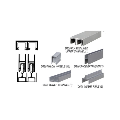 CRL Brushed Nickel Deluxe Track Assembly D609 Upper and D603 Lower Track with Nylon Wheels
