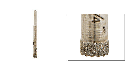 A diamond-plated steel drill bit with a 1/4 inch diameter and a reduced round shank shown in full and close-up views.
