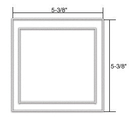 A technical diagram showing the square dimensions of the clear double acrylic plate perimeter gasket.
