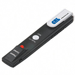 The CRL Dual Purpose Detector is a black, 5-inch handheld testing device featuring a white test button and a pocket clip.