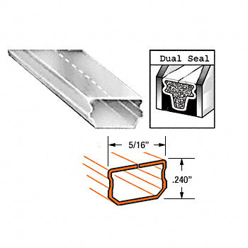 A technical diagram showing the profile and dual seal design of a 5/16 inch wide aluminum spacer.