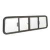 A four-panel CRL Duo-Vent slider window with clear glass and a black frame.