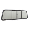 A standalone CRL OEM replacement four-panel sliding truck window with dark gray glass.