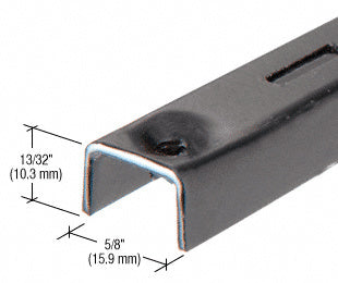 A close-up view of a 24-inch black steel KV shelf standard showing its U-shaped profile and mounting hole dimensions.