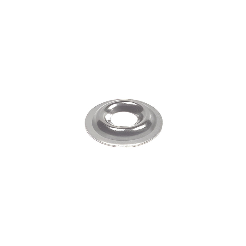A single circular brass flanged No. 10 countersunk washer shown against a white background.