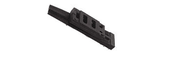 A black, adjustable plastic windshield setting block designed for Ford vehicle glass installation.