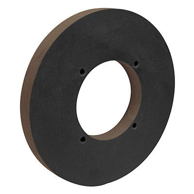 A circular black glass polishing wheel with a 3-1/2 inch inside diameter and four mounting holes.