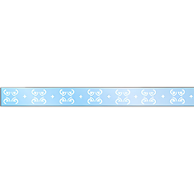A light blue adhesive glass safety decal featuring a repeating white decorative pattern.