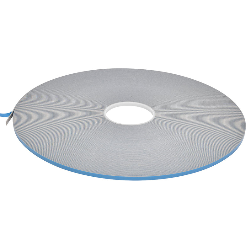 A single roll of gray double-sided foam glazing tape is shown against a white background.