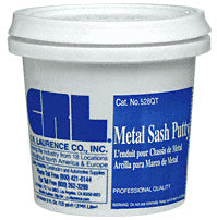 A white plastic container of CRL Gray Metal Sash Putty with blue labeling.