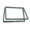 A gray plastic screen wicket frame shown in an open position against a white background.