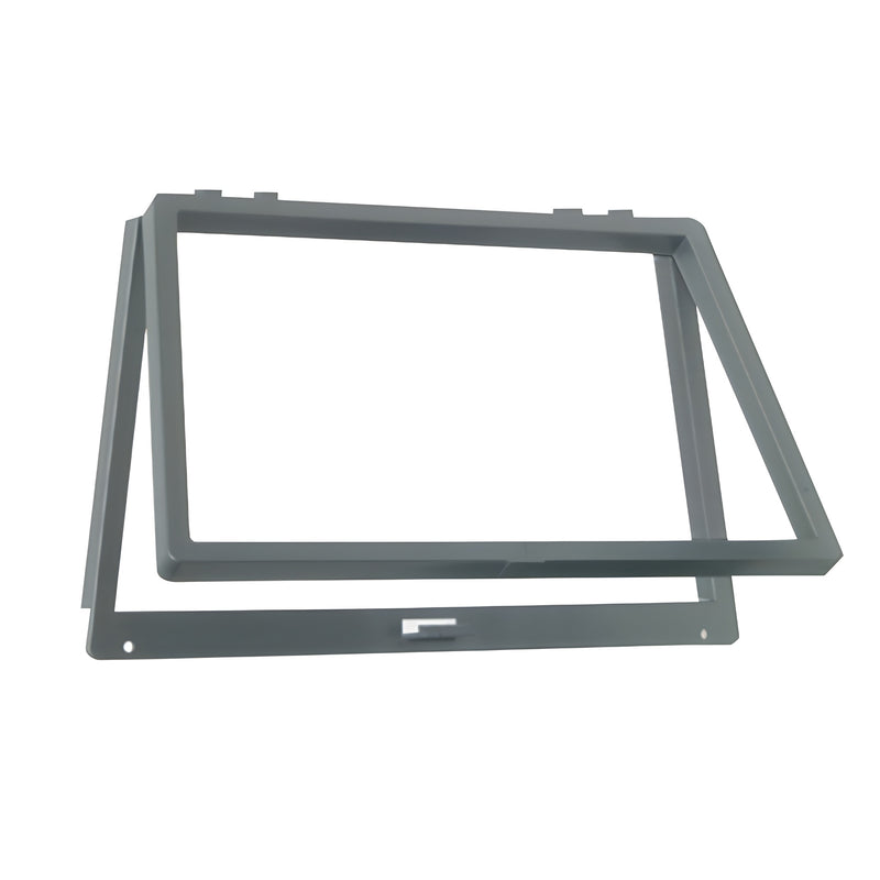 A gray plastic screen wicket frame shown in an open position against a white background.